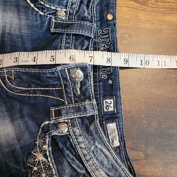 Miss Me Jeans Size 26 Cuffed Capri Button Flap Pockets Low Rise Embellished - Picture 8 of 11